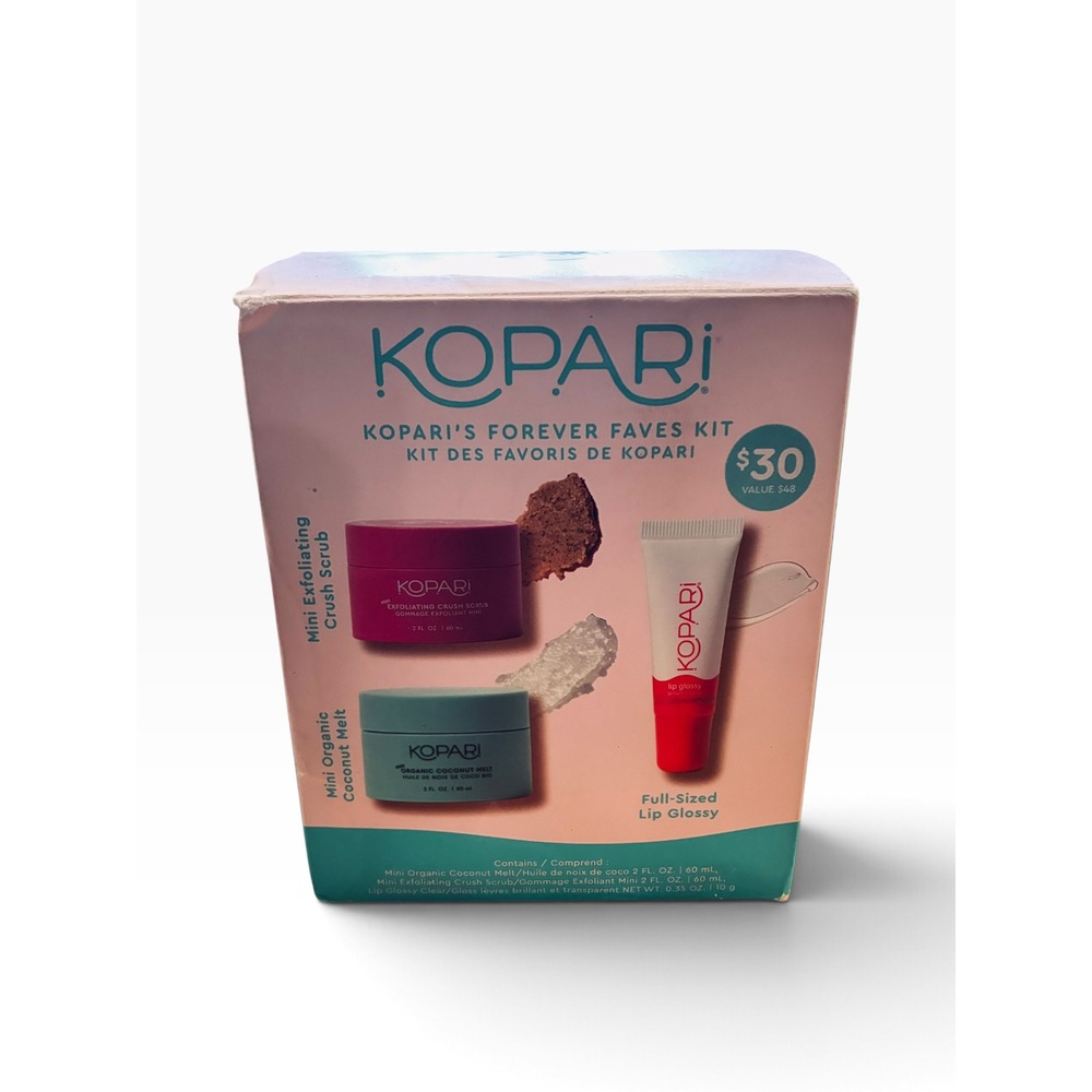 Kopari Forever Faves Kit Coconut Melt Crush Scrub Lip Glossy New